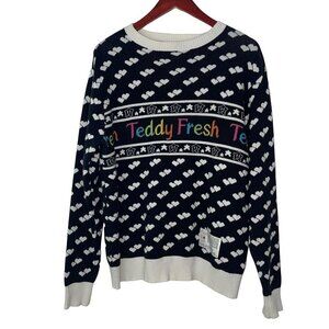 Teddy Fresh x Care Bears Crewneck Sweater hearts cotton black white mens Medium